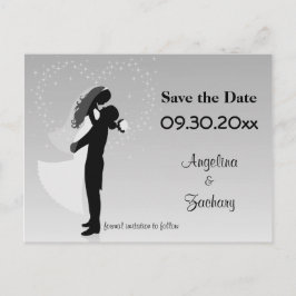 Cartão Postal De Anúncio Silver Ombre Salve A Data Posta De Casamento
