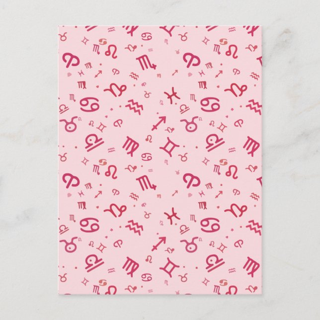 Cartão Postal De Anúncio Símbolo do signo do zodíaco da astrologia rosa  (Frente)