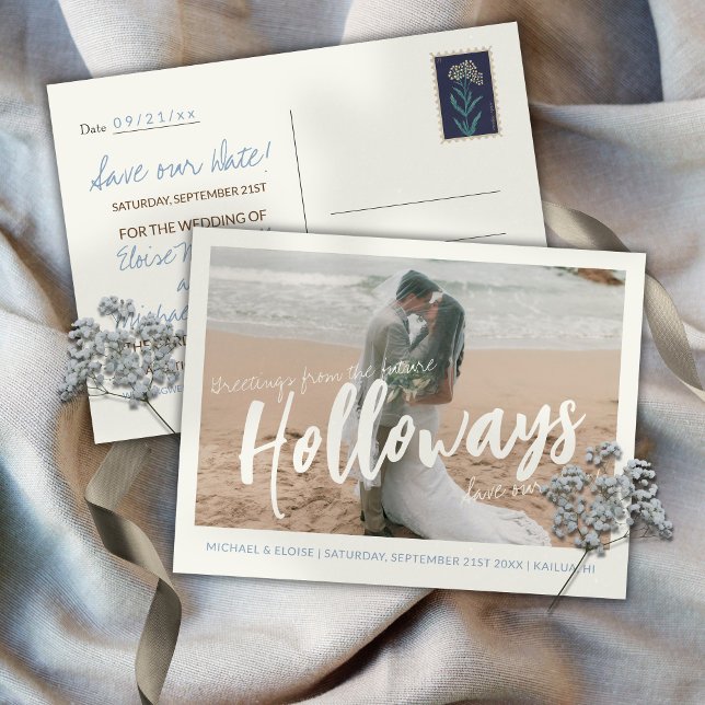 Cartão Postal De Anúncio Simple Photo Destination Wedding Save the Date  (Simple Photo Destination Wedding Save the Date Announcement Postcard)