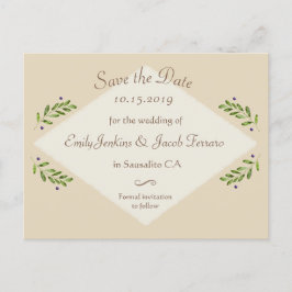 Cartão Postal De Anúncio Simples Casamento Botânico Moderno Salve a Data