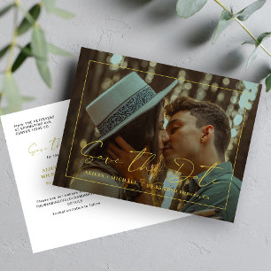 Cartão Postal De Anúncio Simples casamento com fotos elegantes do guião our