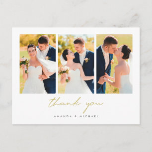 Cartão Postal De Anúncio Simples Casamento de Colagem de Fotos Obrigado Car