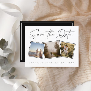 Cartão Postal De Anúncio Simples Casamento de Foto Branco Preto Salve a Dat
