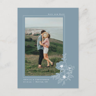 Cartão Postal De Anúncio Simples Dusty Blue Anemone Art Floral Salvar a Dat