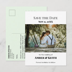 Cartão Postal De Anúncio Simples Elegante Casamento Salve A Data Branco