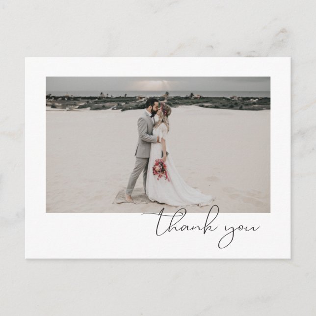 Cartão Postal De Anúncio Simples Elegante Sofisticado Minimal Foto Casament (Frente)