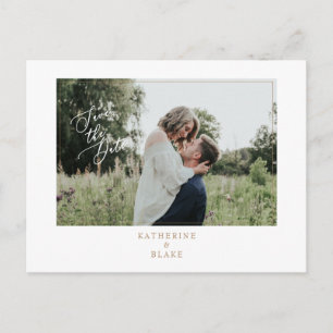 Cartão Postal De Anúncio Simples Foto de Casamento com Site Salve a Data