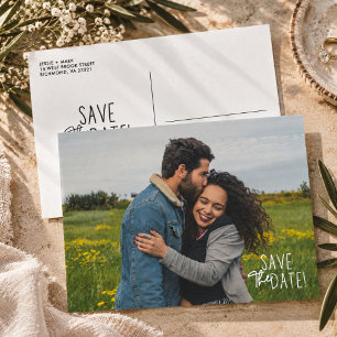 Cartão Postal De Anúncio Simples Foto de Casamento Salve a Data