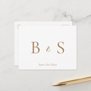 Cartão Postal De Anúncio Simples Monograma de Folhagem de Casamento Salve a