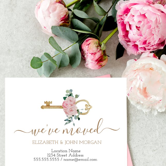 Cartão Postal De Anúncio Simples Movi Rosas-chave Novo Endereço (Criador carregado)