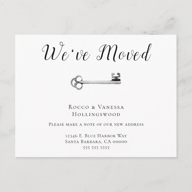 Cartão Postal De Anúncio Simples Movimentamos a movimentação da chave  (Frente)