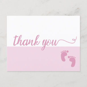 Cartão Postal De Anúncio Simples Pink Script Baby Pines Obrigado