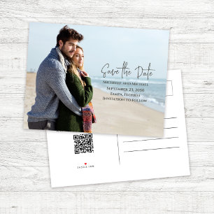 Cartão Postal De Anúncio Simples Save the Date Foto Casamento
