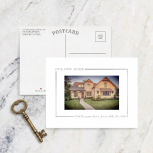 Cartão Postal De Anúncio Simplesmente Chic Prata Folheado Foto Nova Mudança