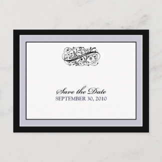 Cartão Postal De Anúncio Simplesmente Elegante Preto/Lilac Salve a Data