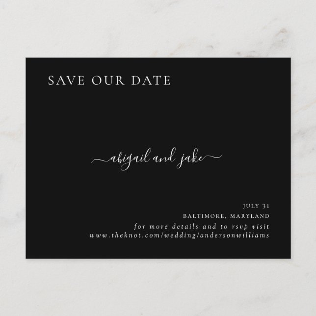 Cartão Postal De Anúncio Simplesmente Elegante Save the Date de Casamento M (Frente)