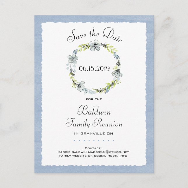 Cartão Postal De Anúncio Sindicato da Família País da Terra Azul Salvar Dat (Frente)