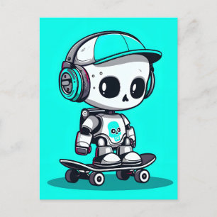 Cartão Postal De Anúncio Skate SkullBot