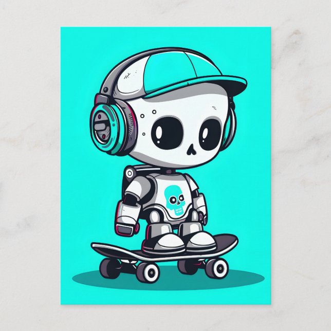 Cartão Postal De Anúncio Skate SkullBot (Frente)