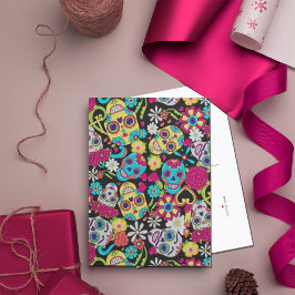 Cartão Postal De Anúncio Skeleton Gardener | Crânios De Açúcar Floral