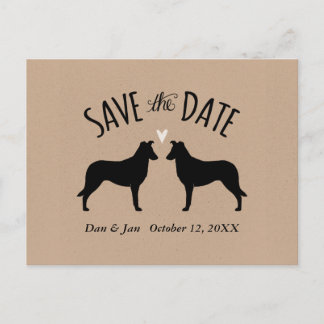 Cartão Postal De Anúncio Smooth Collie Silhouettes Casou Salve a Data