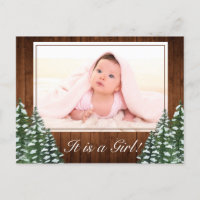 Snowy Wood & Forest Country Baby Girl Foto Birn