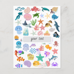 Cartão Postal De Anúncio Sob o Mar, Impressão Aquarela, Decoração Fina