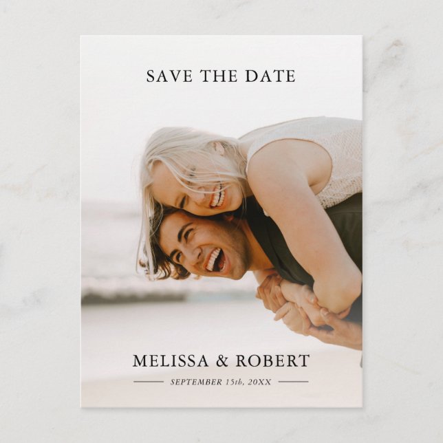 Cartão Postal De Anúncio Sobreposição Simples Branca Salvar a Data | FOTO (Frente)