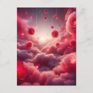 Cartão Postal De Anúncio Sonho Romântico Fantasia Rosas Amor