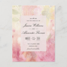 Cartão Postal De Anúncio Sonho Romântico Flor de Casamento Salve a Data