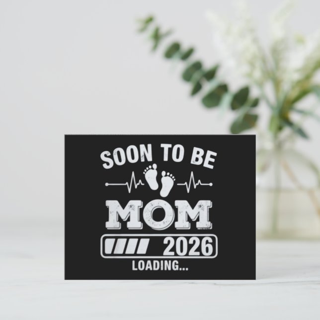 Cartão Postal De Anúncio Soon to Be Mom 2026 Loading Pregnancy Announcement (Em pé/Frente)