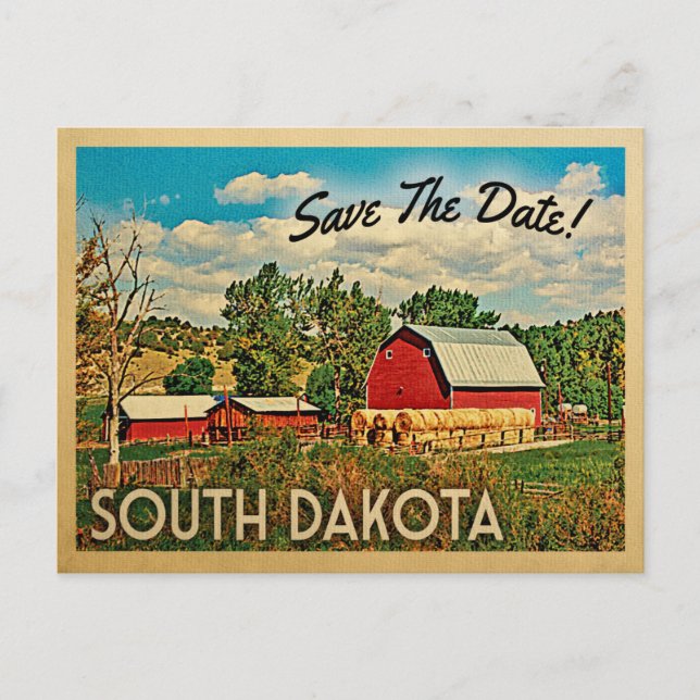 Cartão Postal De Anúncio South Dakota Salve A Fazenda Barn Rustic (Frente)