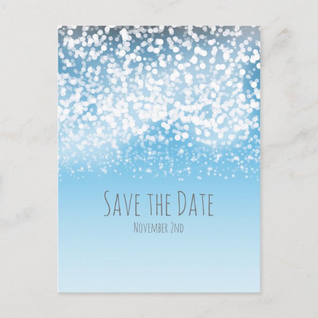 Cartão Postal De Anúncio Sparkling Lights Winter Wonderland Save the Date (Frente)