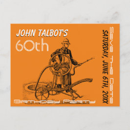 Cartão Postal De Anúncio Sprinkler ou Bombeiro 60º Aniversário Salve a Data