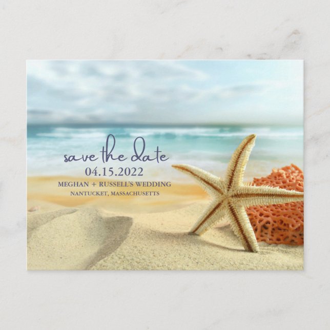 Cartão Postal De Anúncio Starfish Beach Wedding Salva o Cartão-postal (Frente)