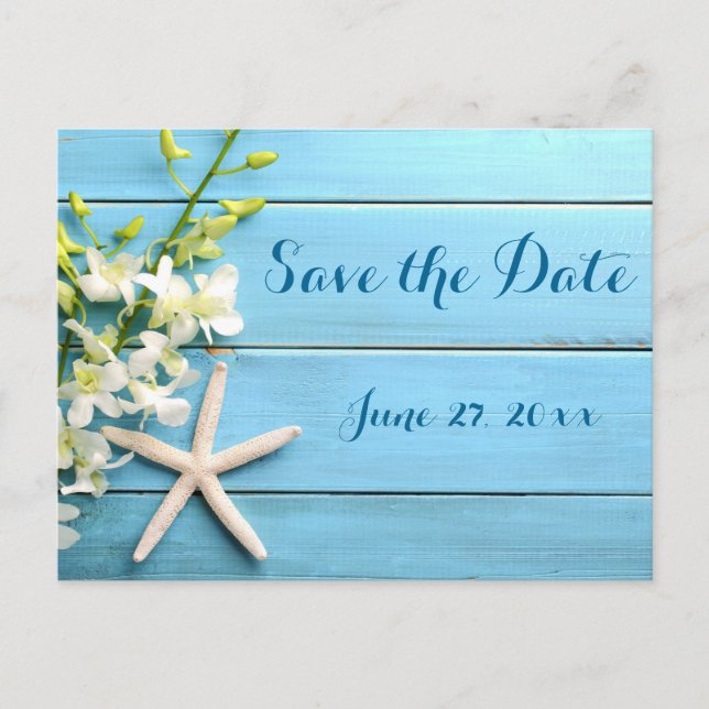 Cartão Postal De Anúncio Starfish Weding The Date Postcards Orchid (Frente)