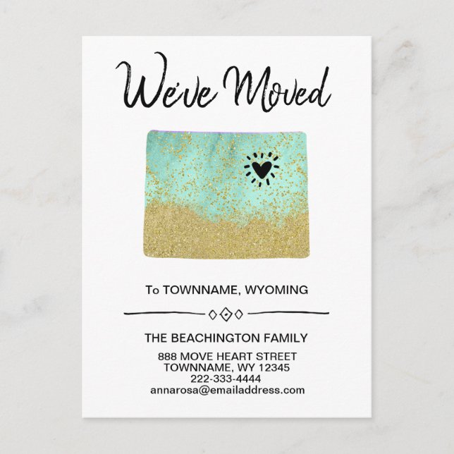 Cartão Postal De Anúncio *~* STATE WYOMING - Moving - New Address (Frente)