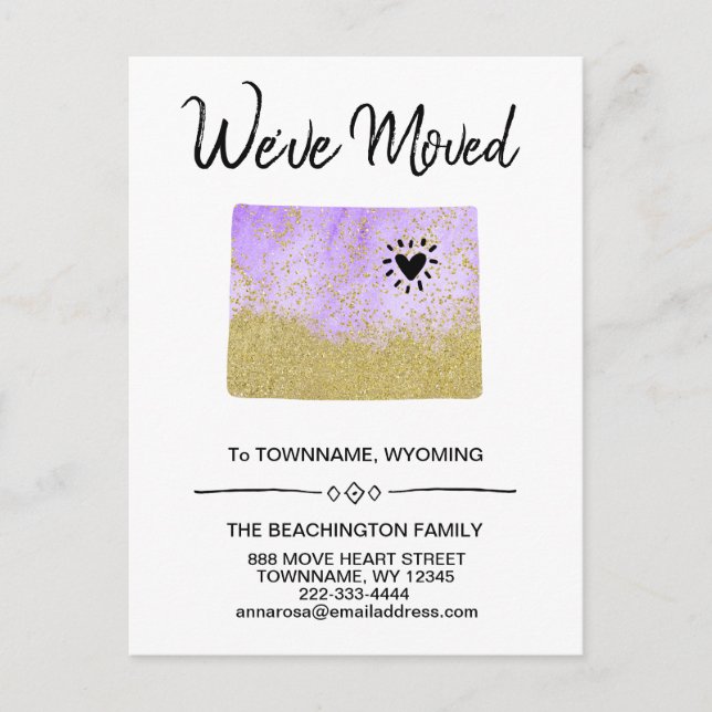 Cartão Postal De Anúncio *~* STATE WYOMING - New Address - Moving (Frente)