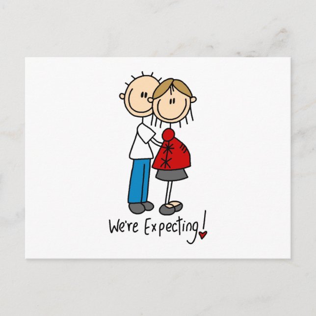 Cartão Postal De Anúncio Stick Figure We'Expecting (Frente)