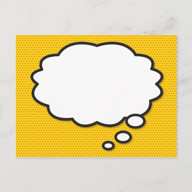 Cartão Postal De Anúncio Sua Mensagem Bolha Divertida de Pensamento Quadrin (Frente)