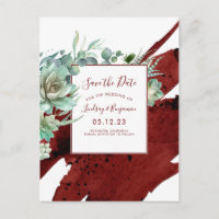 Succulents Greenery Burgundy Red Salvar a Data