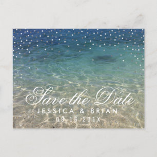 Cartão Postal De Anúncio Summer Beach Wedding Blue Ocean Save Date