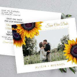 Cartão Postal De Anúncio Sunflower rustic elegant salve a data do casamento