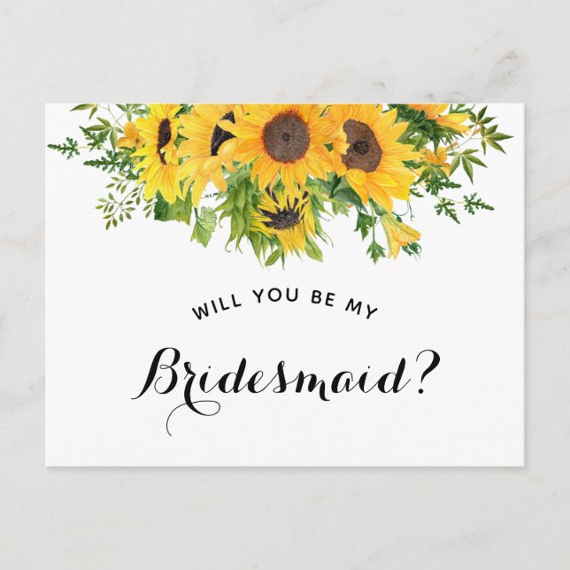 Cartão Postal De Anúncio Sunflower Você Será Minha Proposta De Bridesmaid? (Frente)