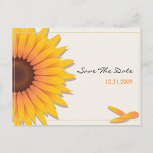 Cartão Postal De Anúncio Sunflower Weding Save the Date Announing Card2