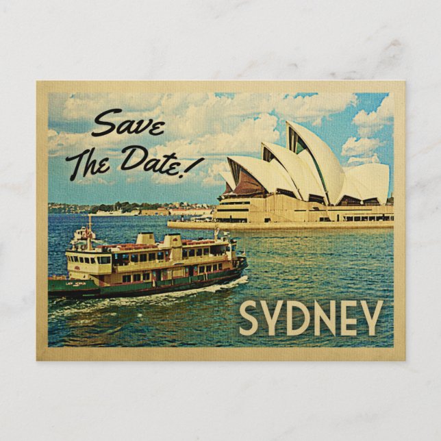 Cartão Postal De Anúncio Sydney Salve A Data Austrália (Frente)