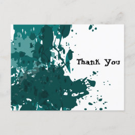 Cartão Postal De Anúncio Teal Green Splatter, Obrigado Do Recente Weds