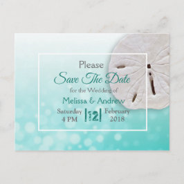 Cartão Postal De Anúncio Teal  Save the Date de Casamento com Tema de Dólar