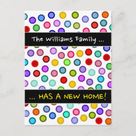 Cartão Postal De Anúncio ".. TEM UMA NOVA CASA!" + Muitos Círculos Colorido