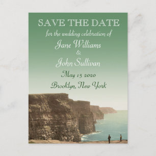 Cartão Postal De Anúncio Tema de Casamento Irlandês Falésias de Moher Salva